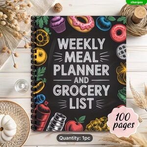 Colorful Weekly Meal Planner and Grocery List